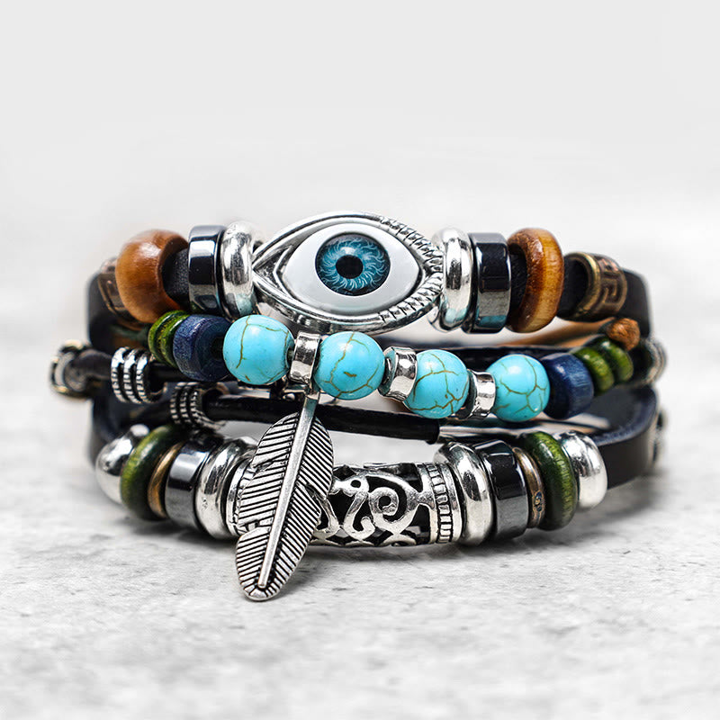Buddha Stones Tibetan Turquoise Evil Eye Purification Bracelet(duty free)