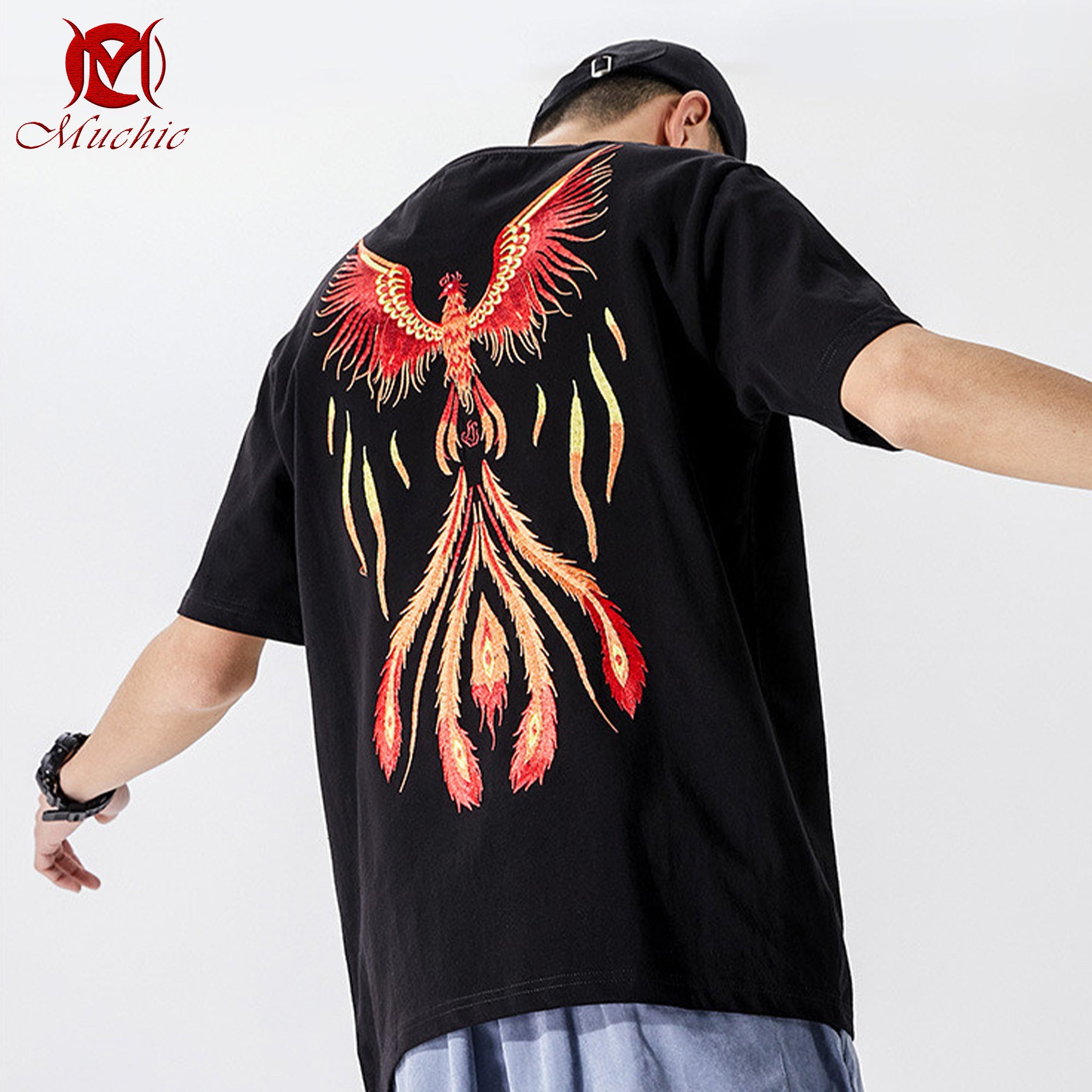 Unisex Intangible Cultural Heritage Phoenix Embroidery T-shirt(Hand Embroidered) (Duty Free)