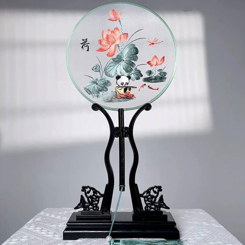 Intangible Cultural Heritage Embroidered Fan | panda (Hand embroidery)(duty free)