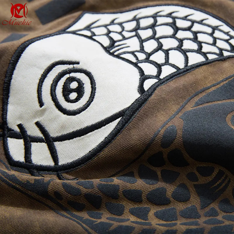 Unisex Intangible Cultural Heritage Koi Carp Embroidery T-shirt(Hand Embroidered) (Duty Free)