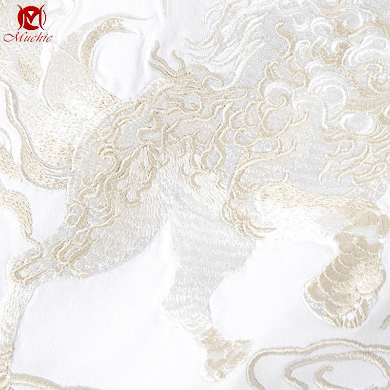 Unisex Intangible Cultural Heritage QiLin Embroidery T-shirt(Hand Embroidered) (Duty Free)