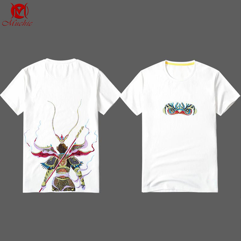 Unisex Intangible Cultural Heritage Great Sage of Qi Tian Embroidery T-shirt(Hand Embroidered) (Duty Free)