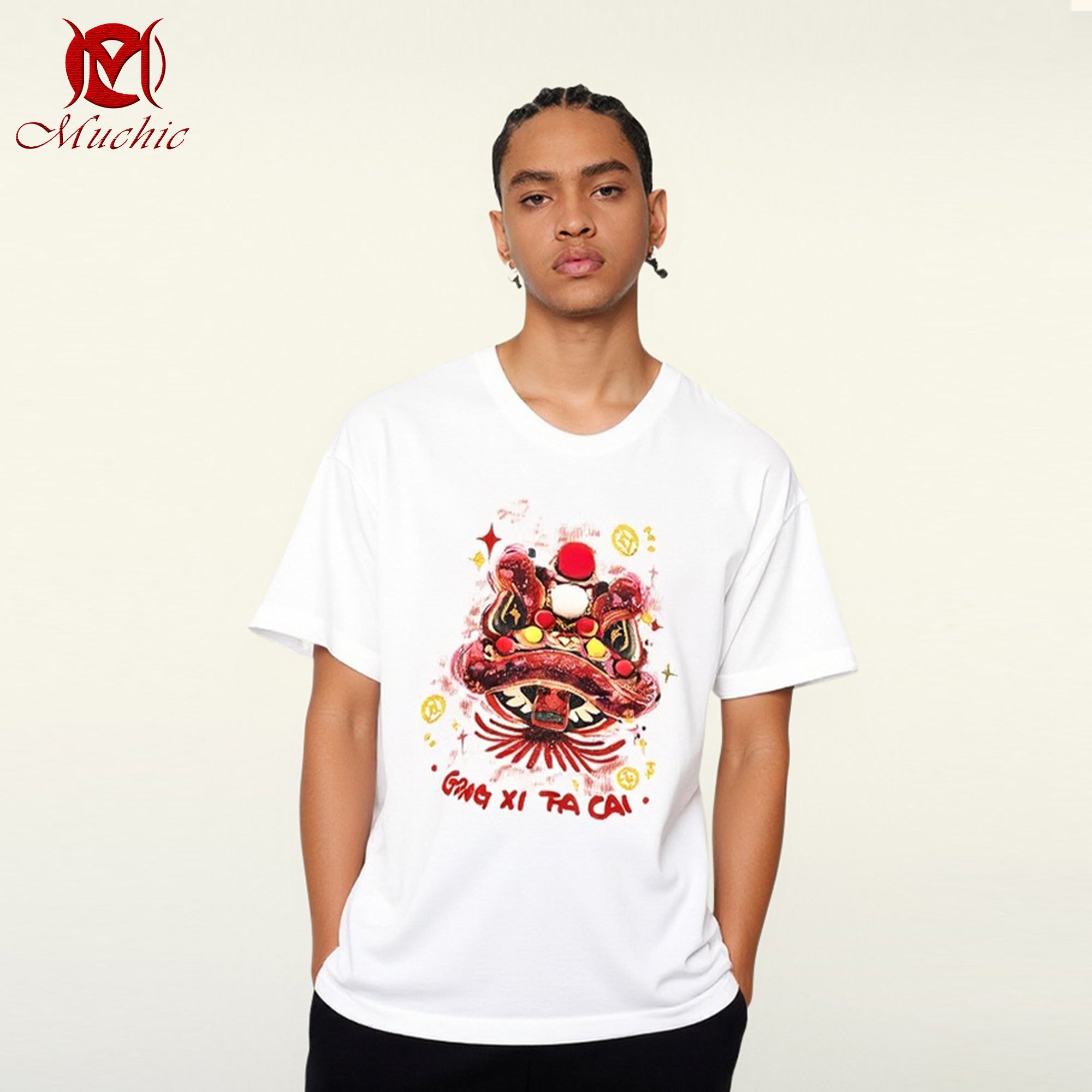 Unisex Intangible Cultural Heritage Lion Dance Printed T-shirt (Duty Free)