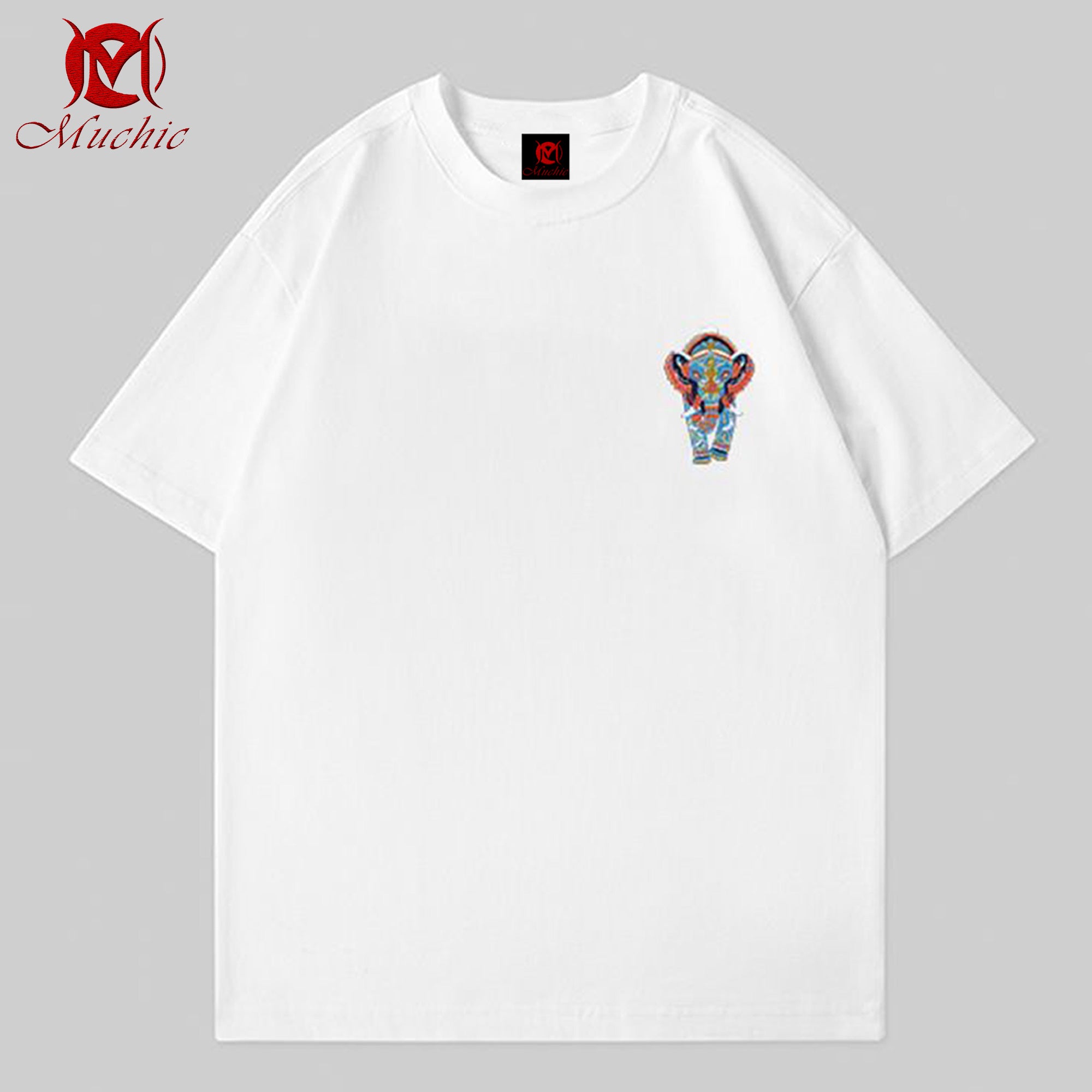 Unisex Intangible Cultural Heritage Elephant Embroidery T-shirt (Hand Embroidery) (Duty Free)