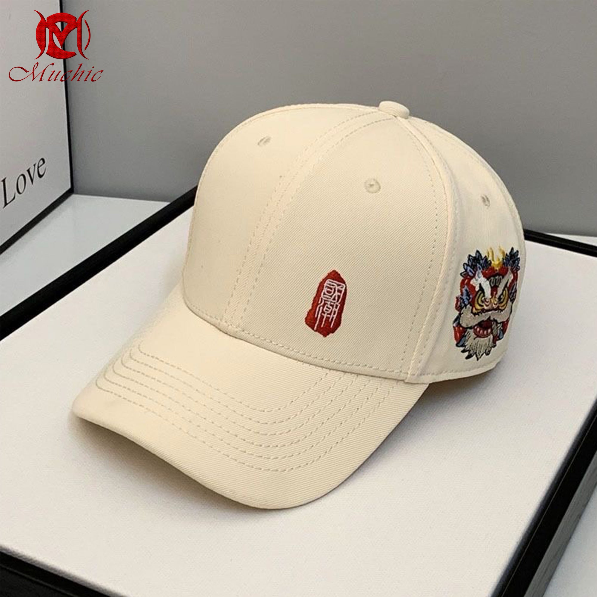 Unisex Intangible Cultural Heritage Lion Dance Hand-embroidered Hat (Hand-embroidered) (Duty Free)