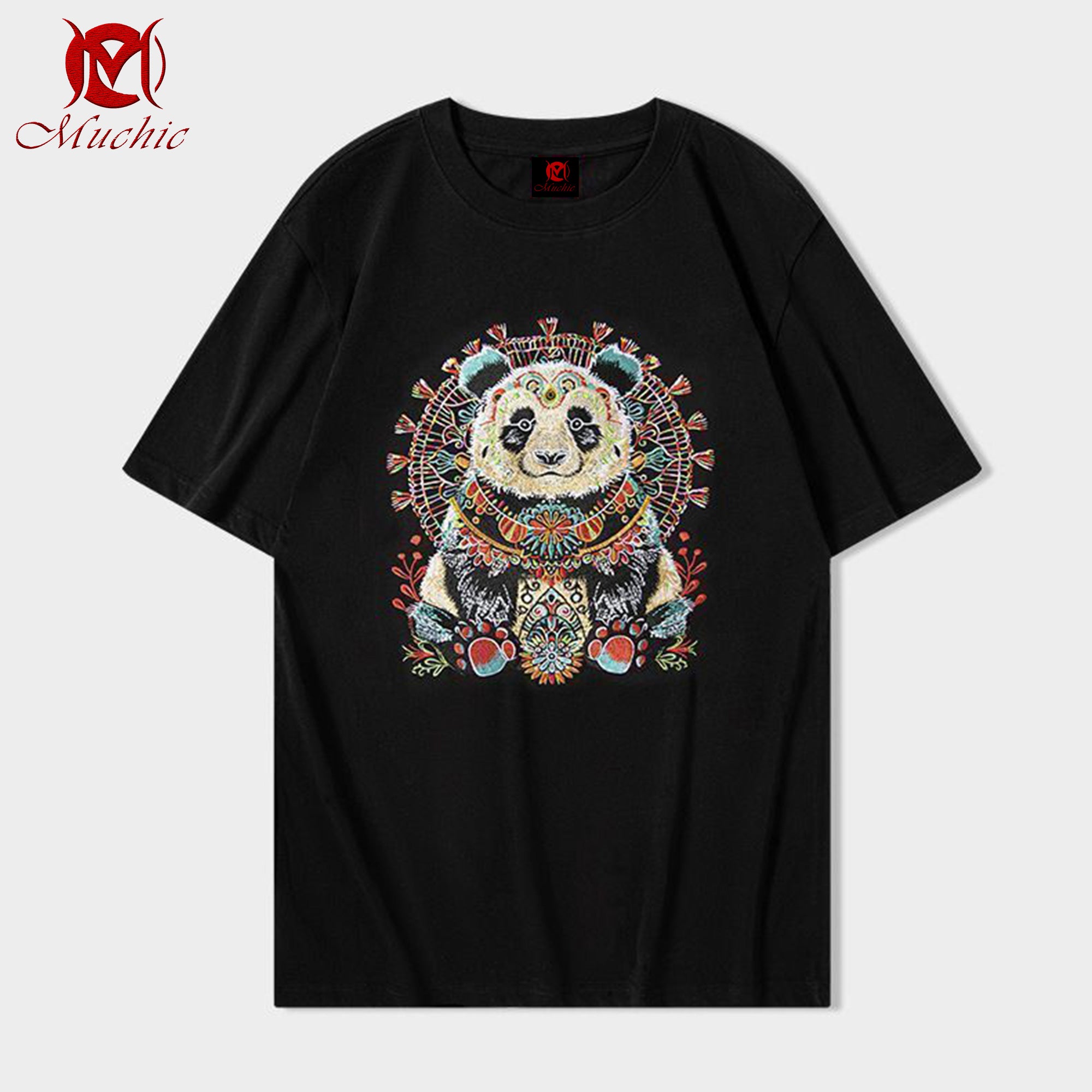Unisex Intangible Cultural Heritage Panda Embroidered T-shirt (Hand Embroidered) (Duty Free)