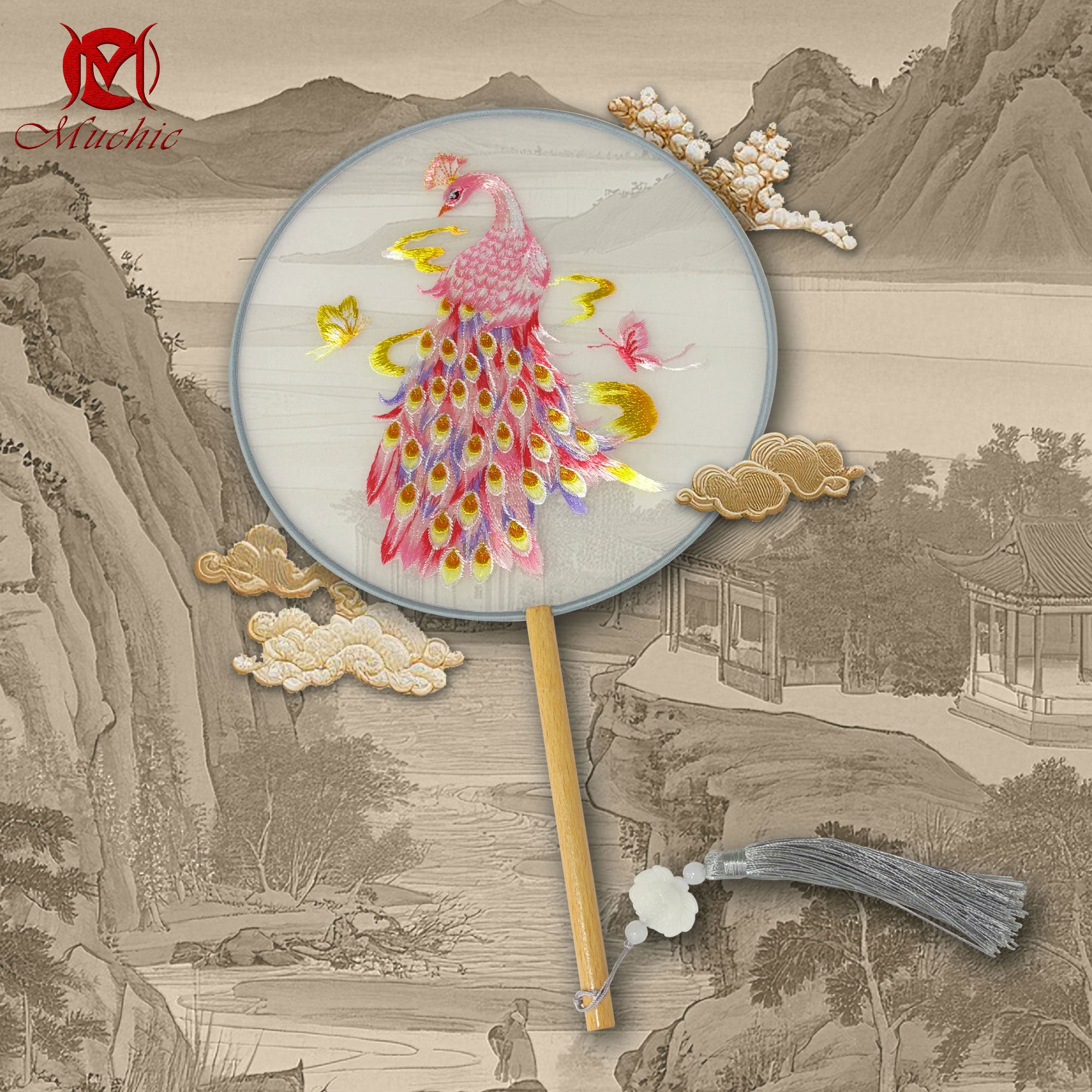 Intangible Cultural Heritage Embroidered Fan (Hand embroidery)(duty free)