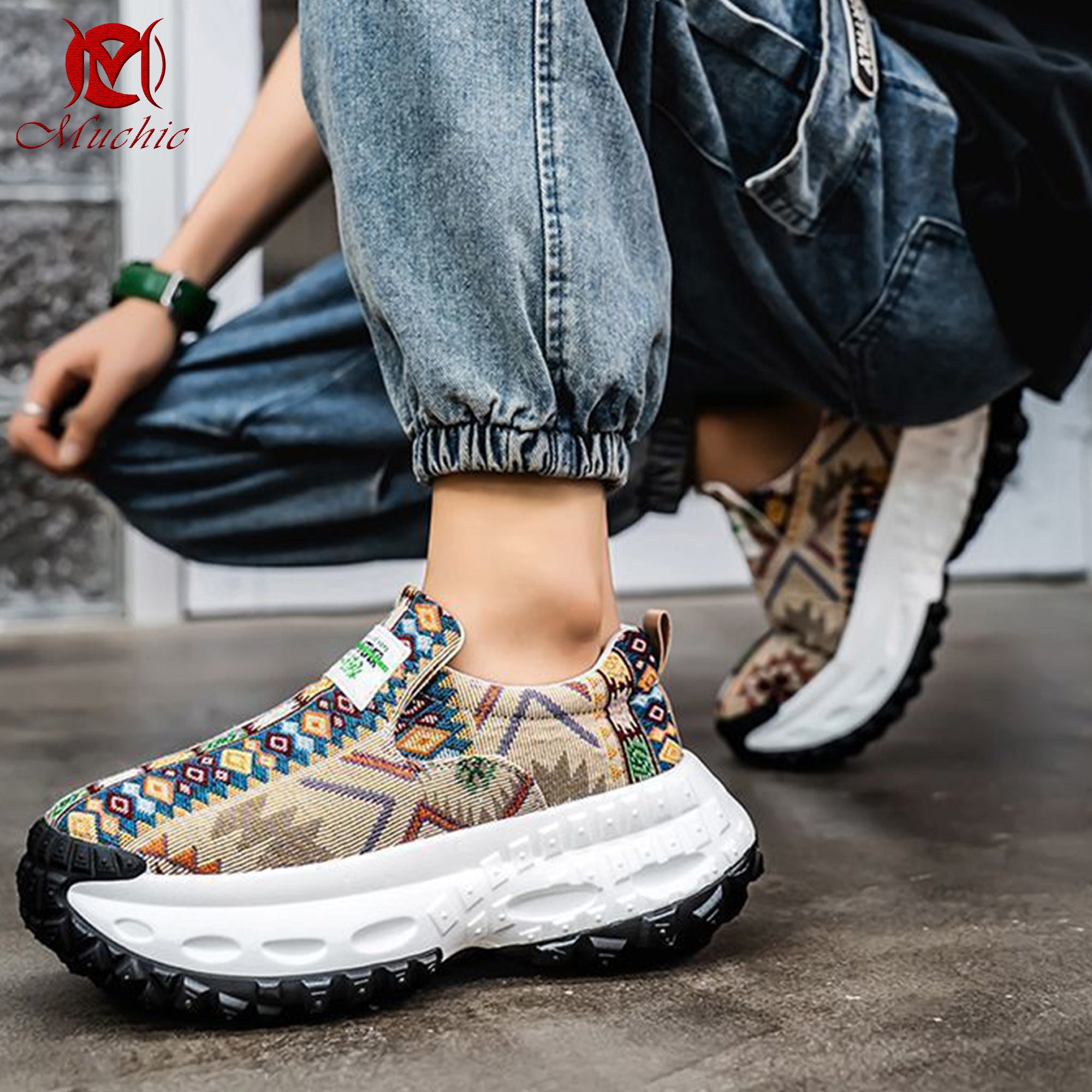 Deodorant, breathable, height-enhancing tire-soled trendy men's shoes(duty free)