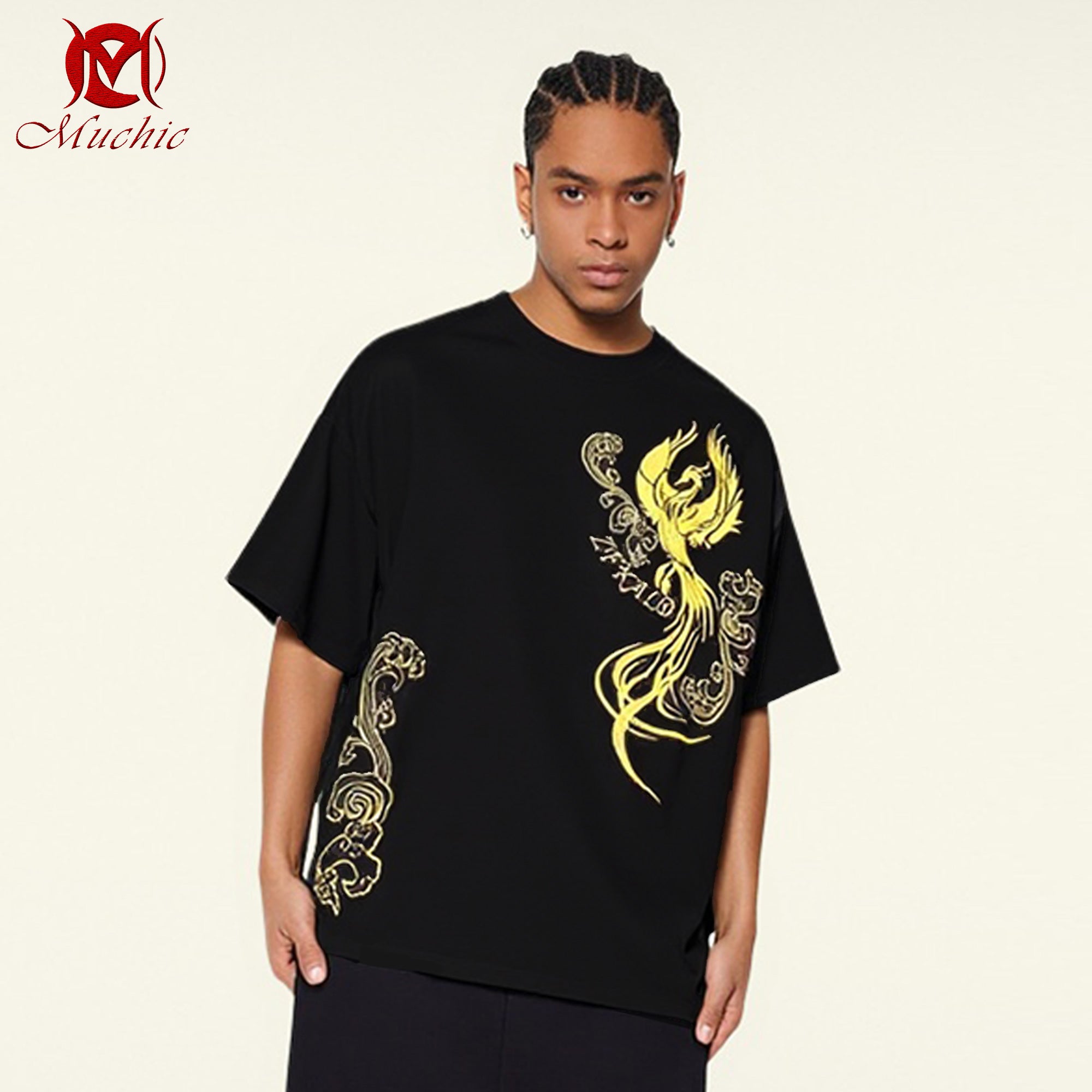 Unisex Intangible Cultural Heritage Phoenix Embroidery T-shirt(Hand Embroidery) (Duty Free)