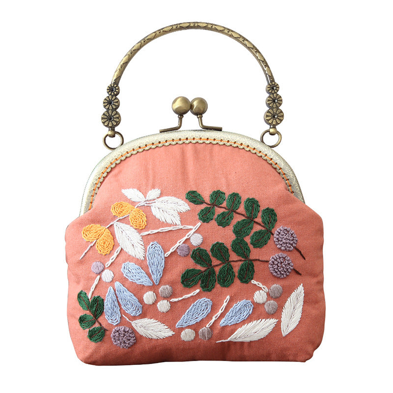 Lu Embroidery Hand-Embroidery Diy Material Bag Three-Dimensional Ribbon Embroidery Tote Bag Cross-Body Bag Dual-Purpose(duty free)