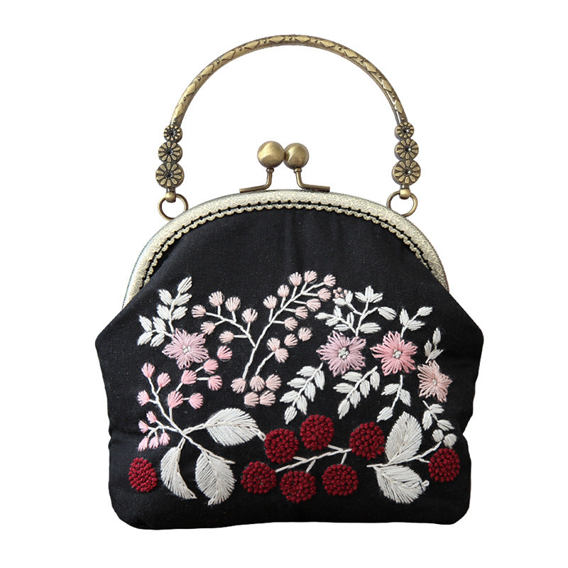 Lu Embroidery Hand-Embroidery Diy Material Bag Three-Dimensional Ribbon Embroidery Tote Bag Cross-Body Bag Dual-Purpose(duty free)