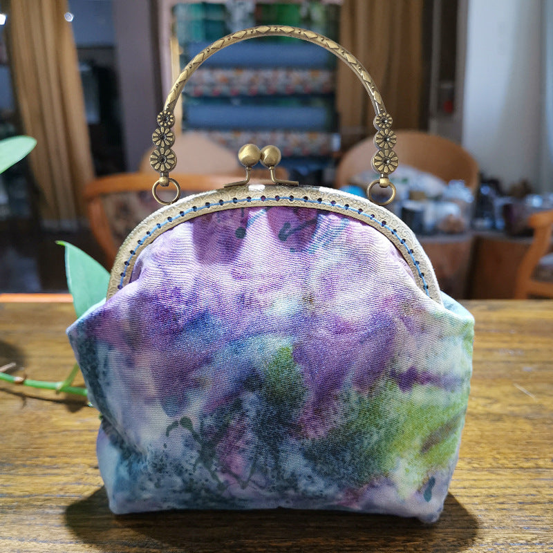 Lu Embroidery Hand-Embroidery Diy Material Bag Three-Dimensional Ribbon Embroidery Tote Bag Cross-Body Bag Dual-Purpose(duty free)