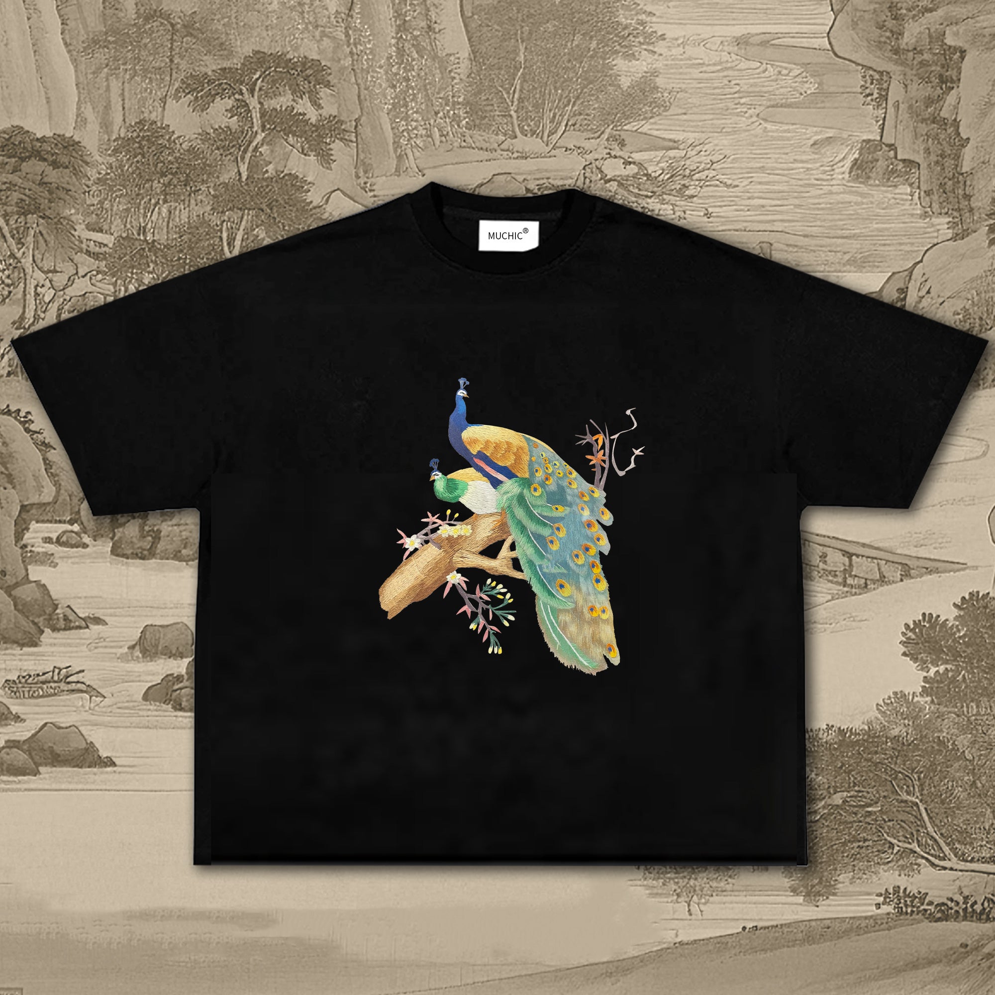 Unisex Intangible Cultural Heritage Peacock Embroidered T-shirt(hand-embroidered)(duty free)