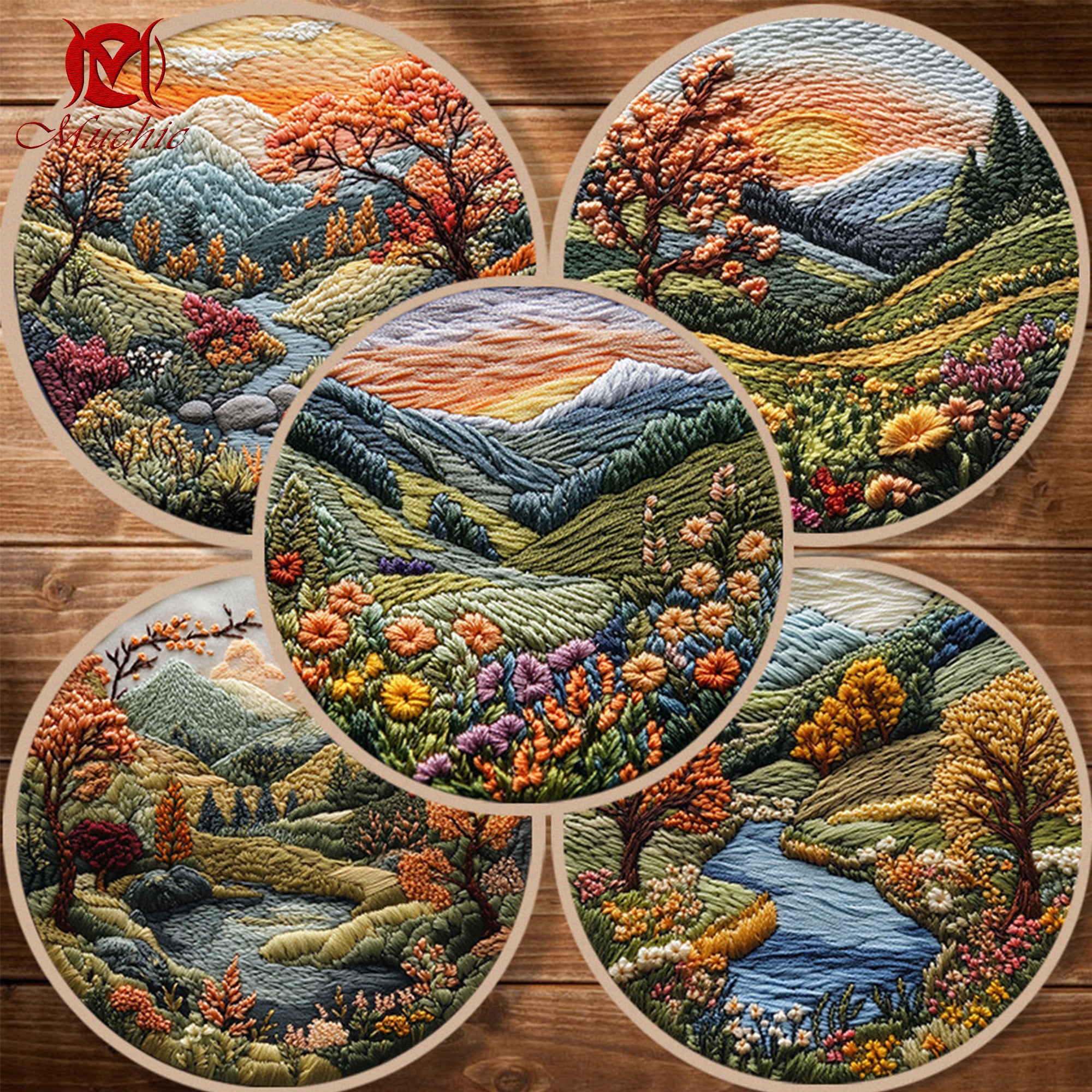 Hand Embroidery Pattern DIY Material Kit Embroidery Tool Kit(Hand Embroidery) (Duty Free)