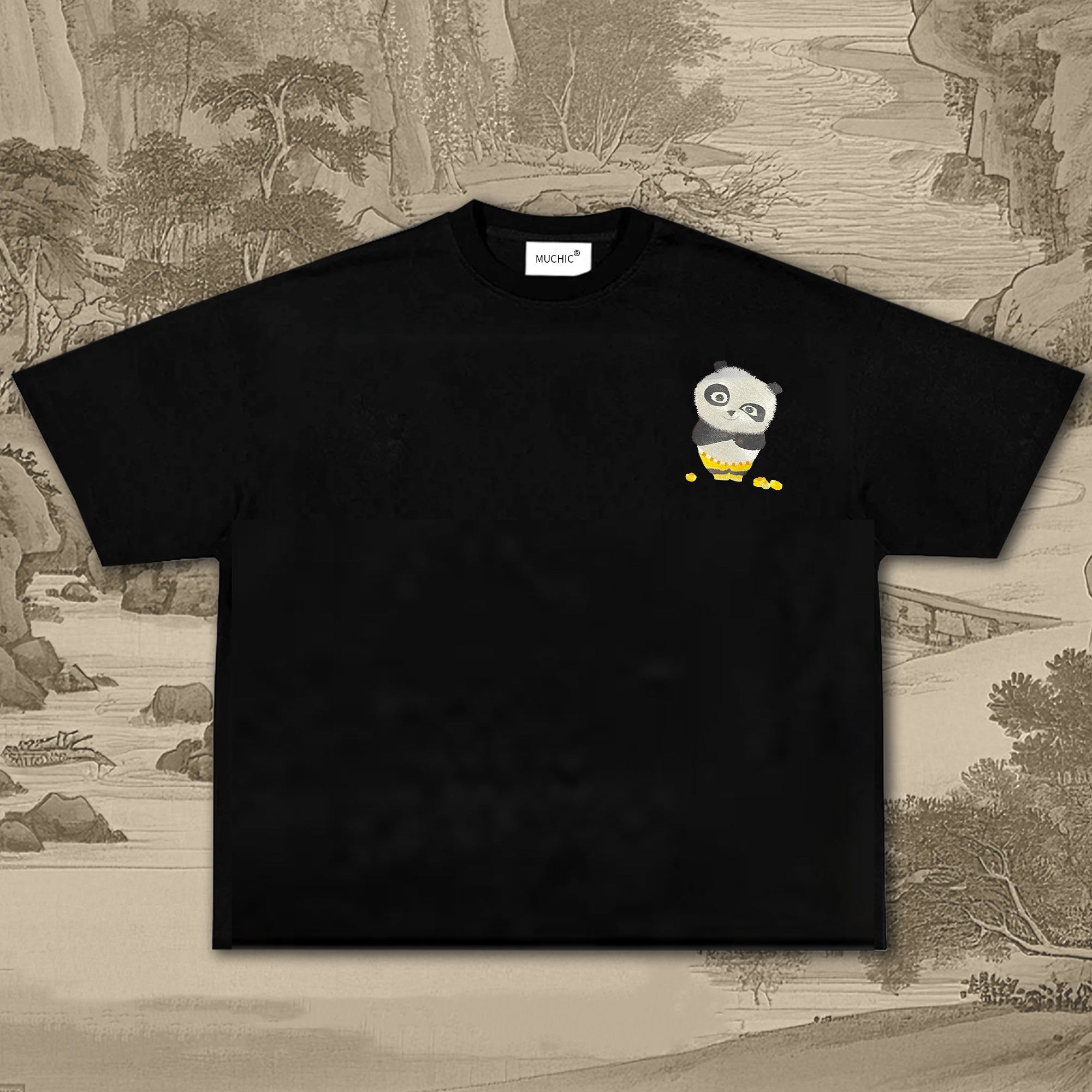 Unisex Intangible Cultural Heritage Panda Embroidered T-shirt(hand-embroidered)(duty free)