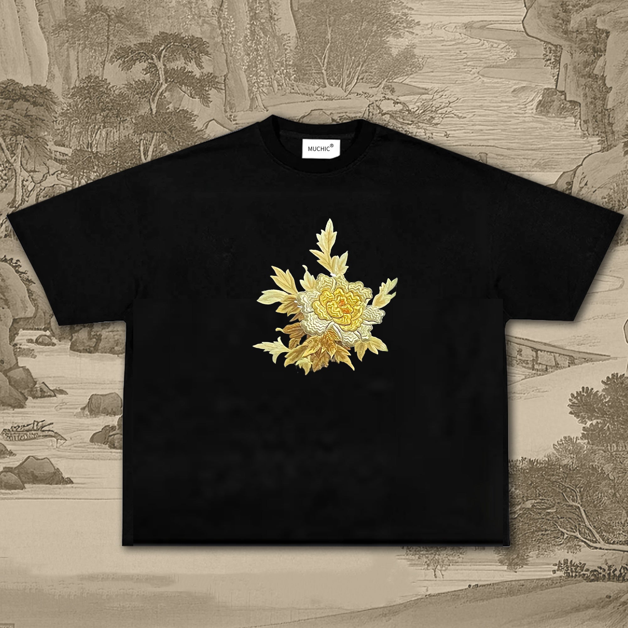 Unisex Intangible Cultural Heritage Flower Pattern Embroidered T-shirt(hand embroidery)(duty free)