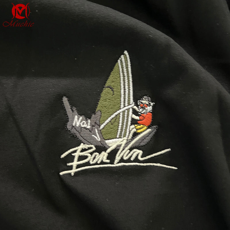 Unisex cartoon "sailboat" fun graphic print crew neck T-shirt(duty free)