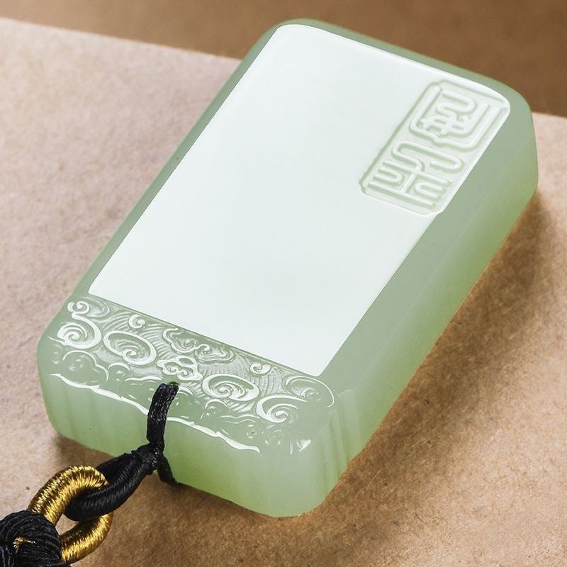 Natural Hetian Jade Peace Pendant – Protection & Balance Necklace