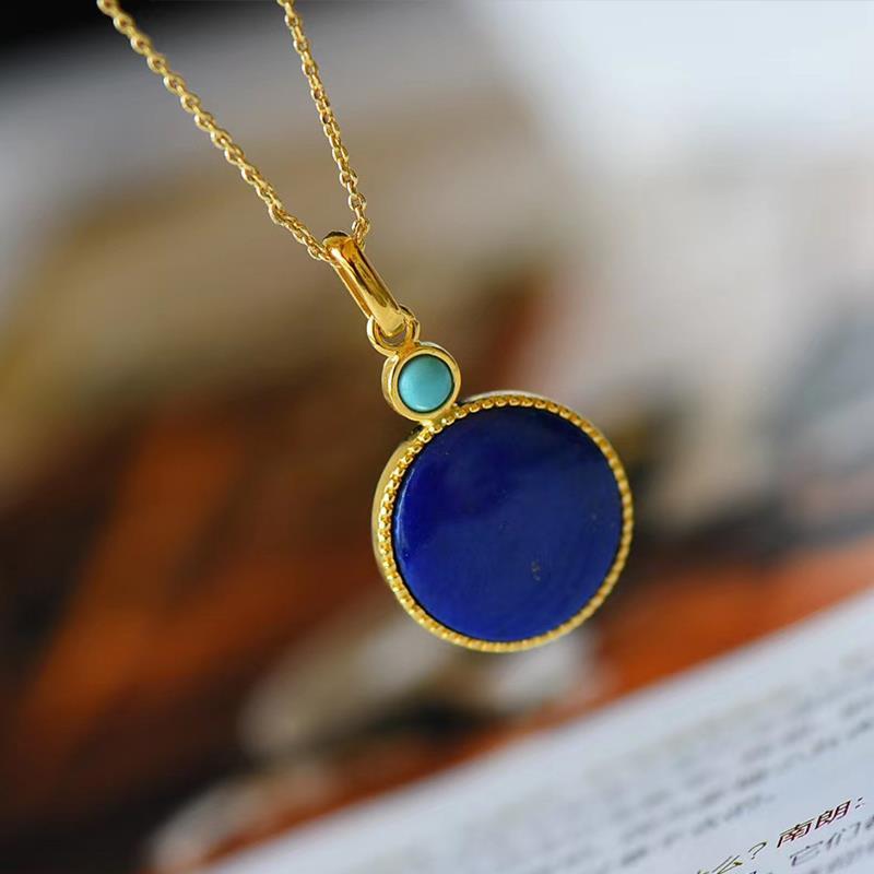 Natural Lapis Lazuli Necklace – Elegant Gold Pendant