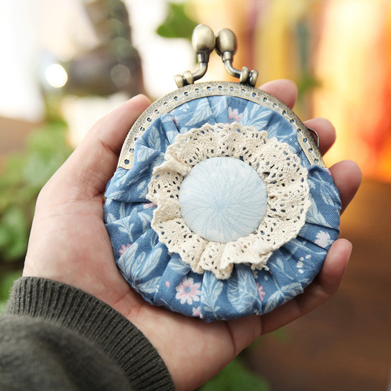 Lu Embroidery Hand-Embroidery Diy Material Bag Three-Dimensional Ribbon Embroidery Su Embroidery Homemade Embroidery Frame Purse(duty free)