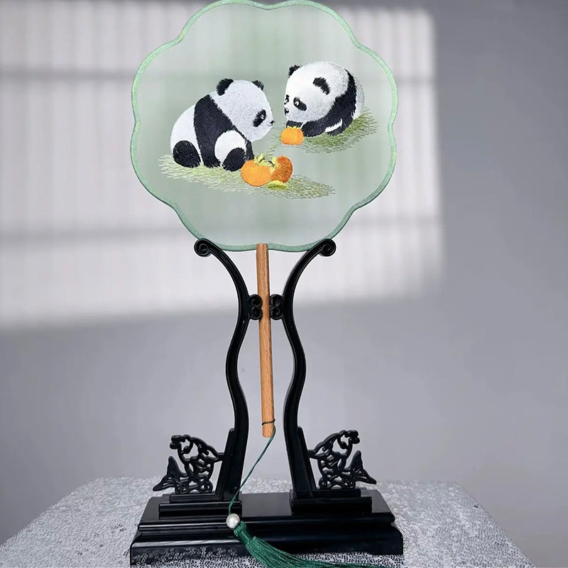 Intangible Cultural Heritage Embroidered Fan | panda (Hand embroidery)(duty free)