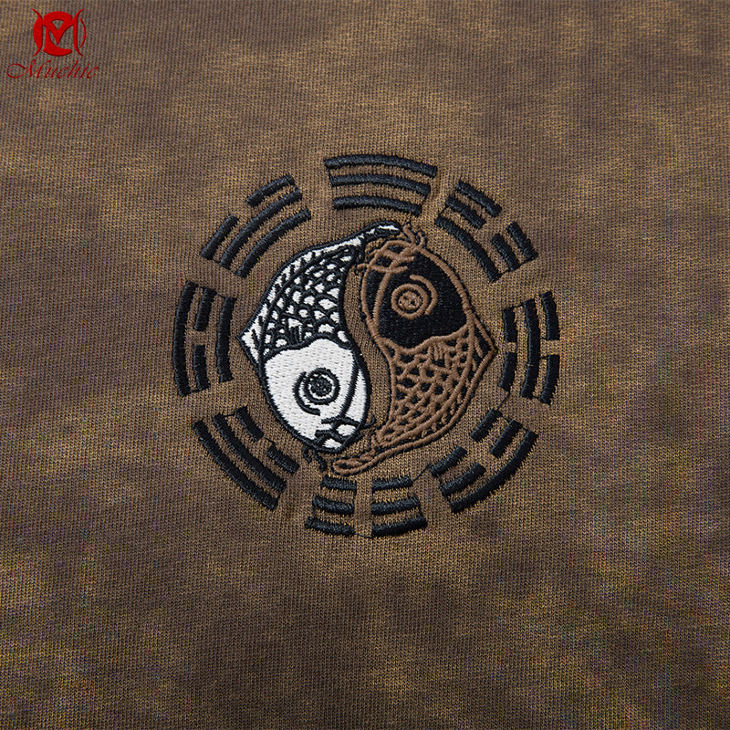 Unisex Intangible Cultural Heritage Koi Carp Embroidery T-shirt(Hand Embroidered) (Duty Free)