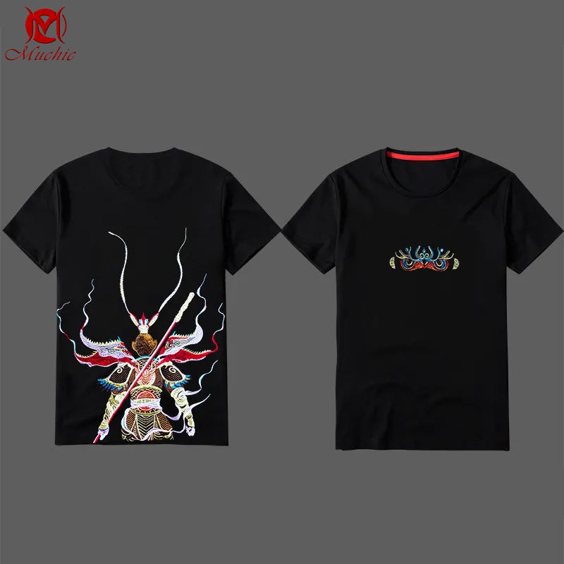 Unisex Intangible Cultural Heritage Great Sage of Qi Tian Embroidery T-shirt(Hand Embroidered) (Duty Free)