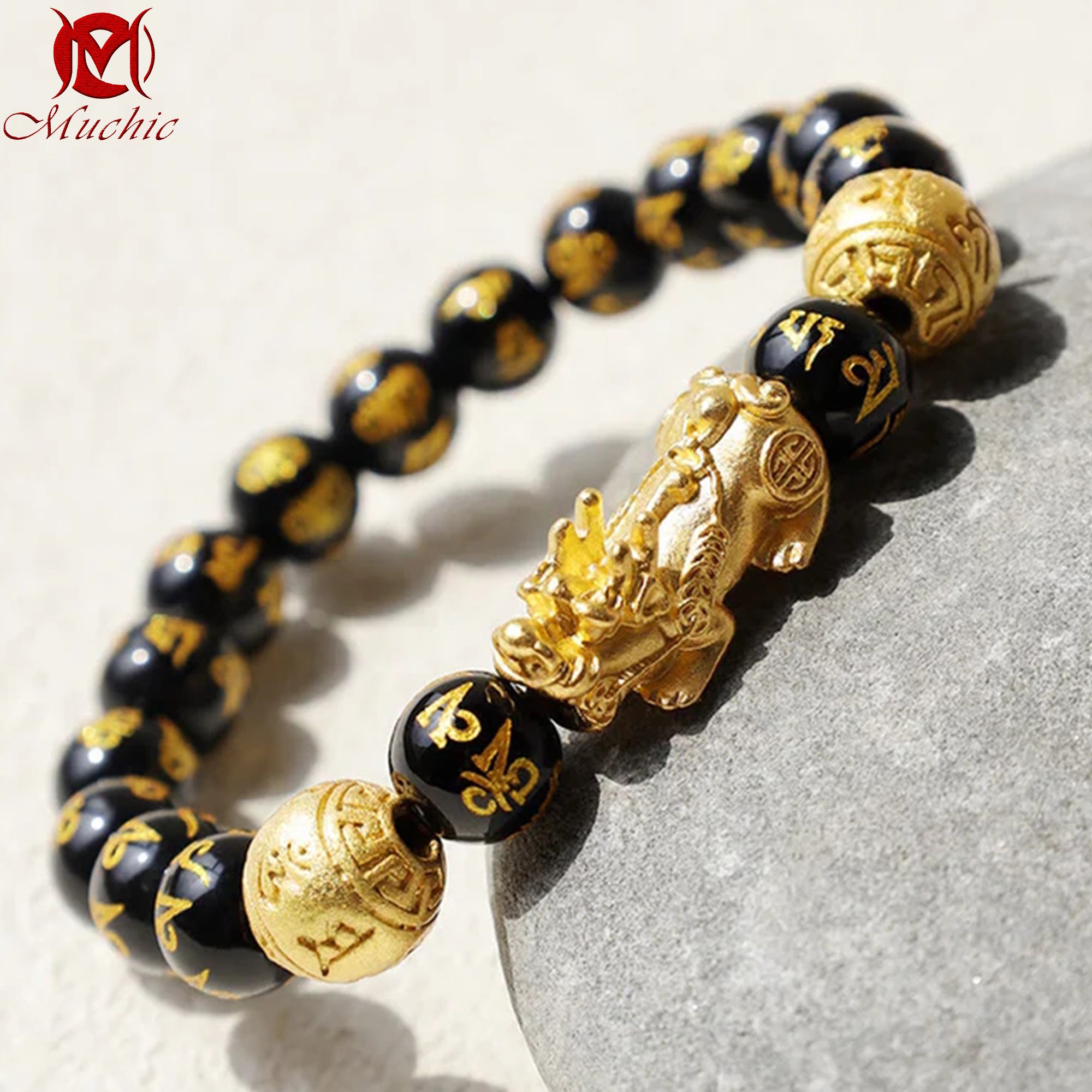 Buddha StonesFengShui PiXiuObsidian Wealth Bracelet