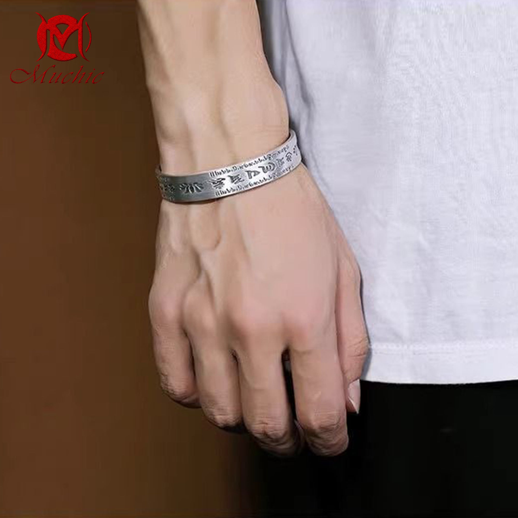 925 sterling silver vintage om mani padme hum buddha silver lotus bracelet for men and women(duty free)