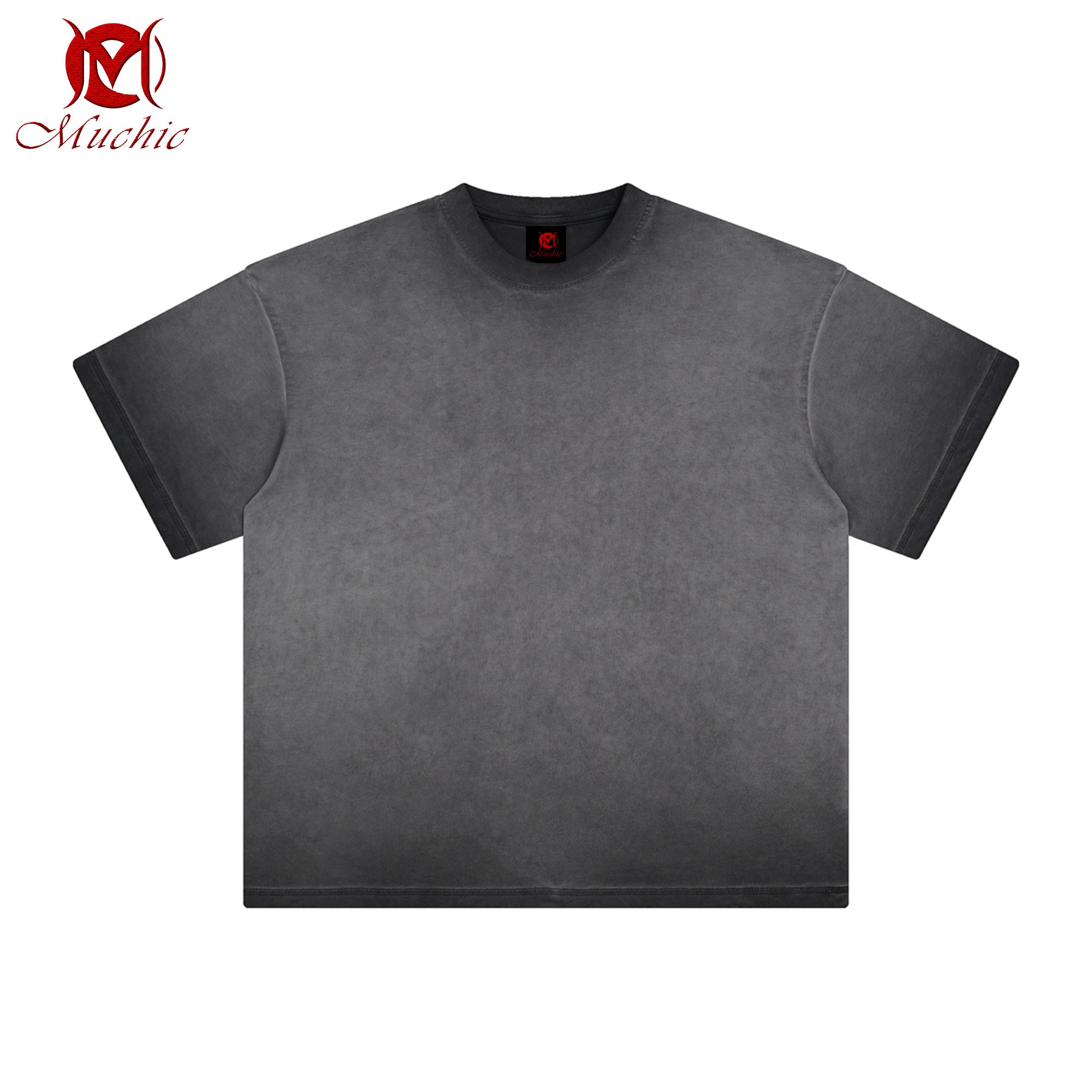 Dopamine washed distressed short-sleeved T-shirt men's retro batik white round neck T-shirt (tax-free)