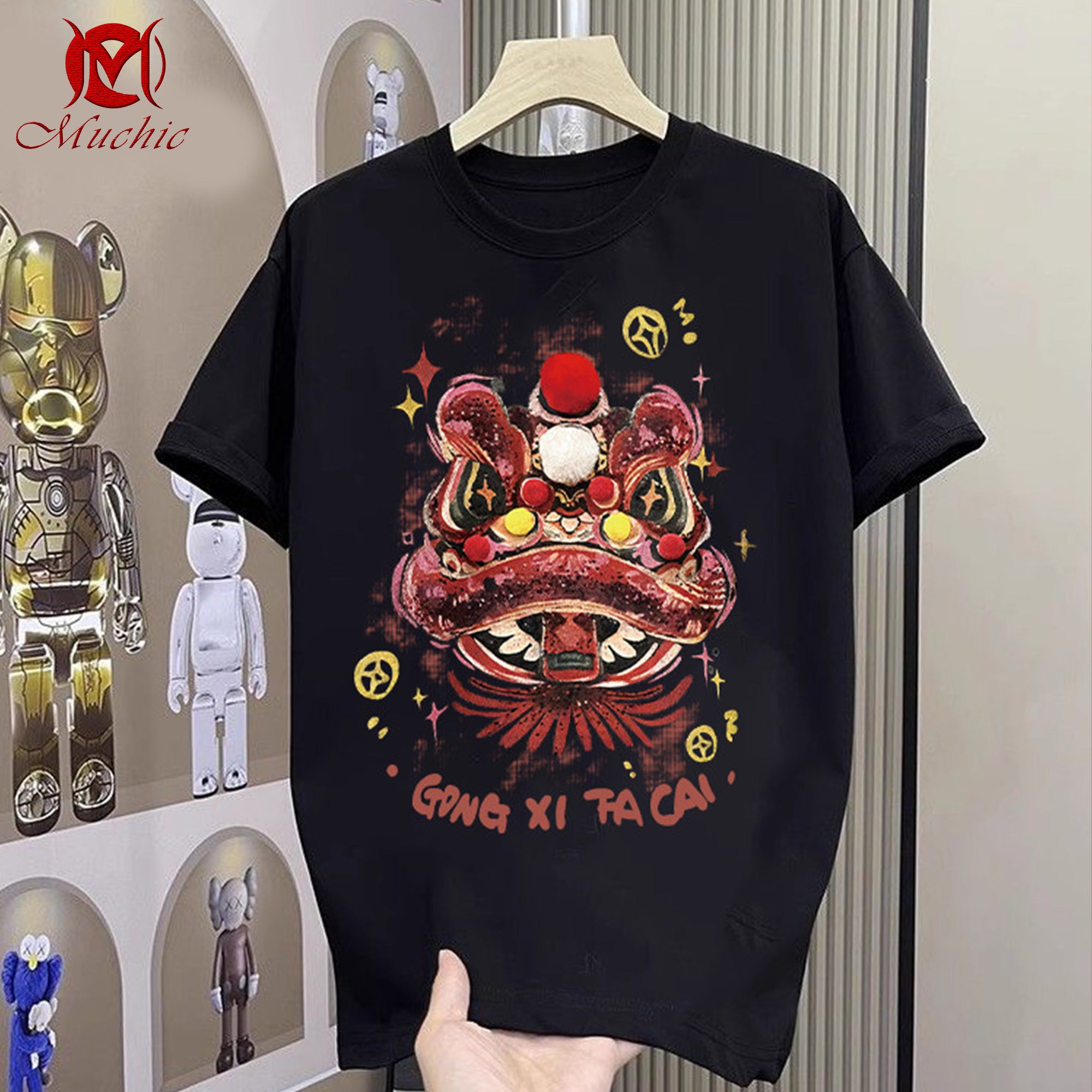 Unisex Intangible Cultural Heritage Lion Dance Printed T-shirt (Duty Free)