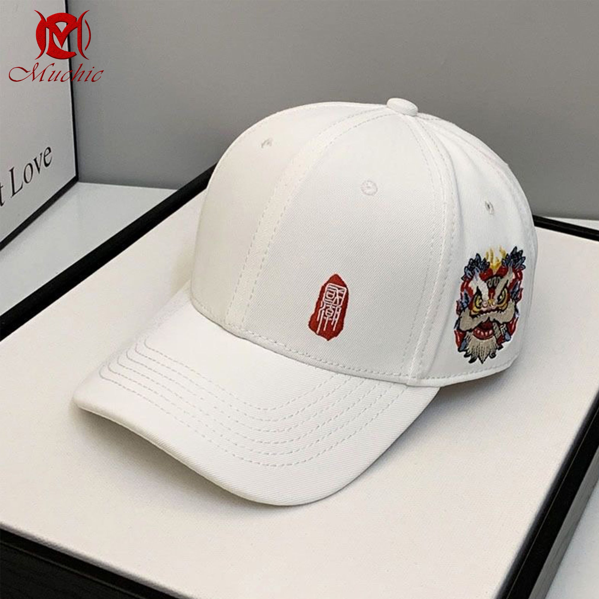 Unisex Intangible Cultural Heritage Lion Dance Hand-embroidered Hat (Hand-embroidered) (Duty Free)