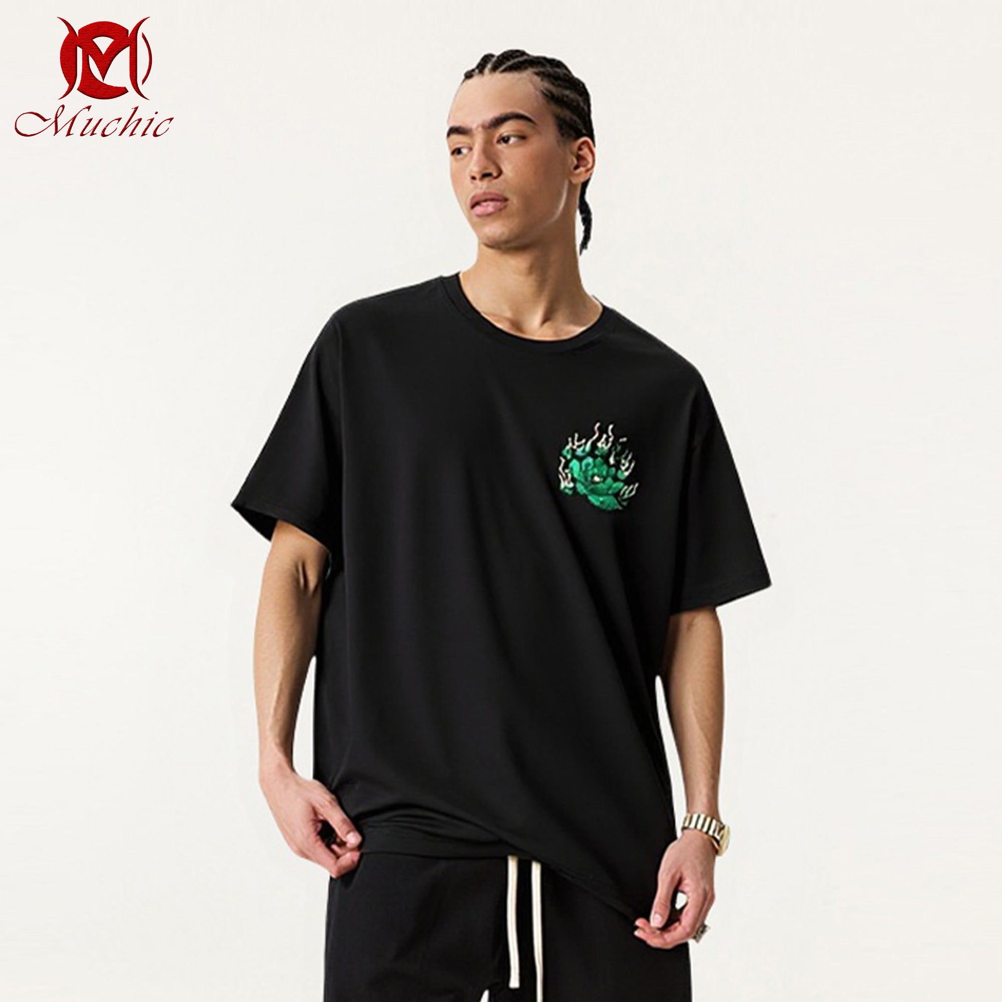 Unisex Intangible Cultural Heritage Green Pixiu Embroidered T-shirt (Hand Embroidered) (Duty Free)