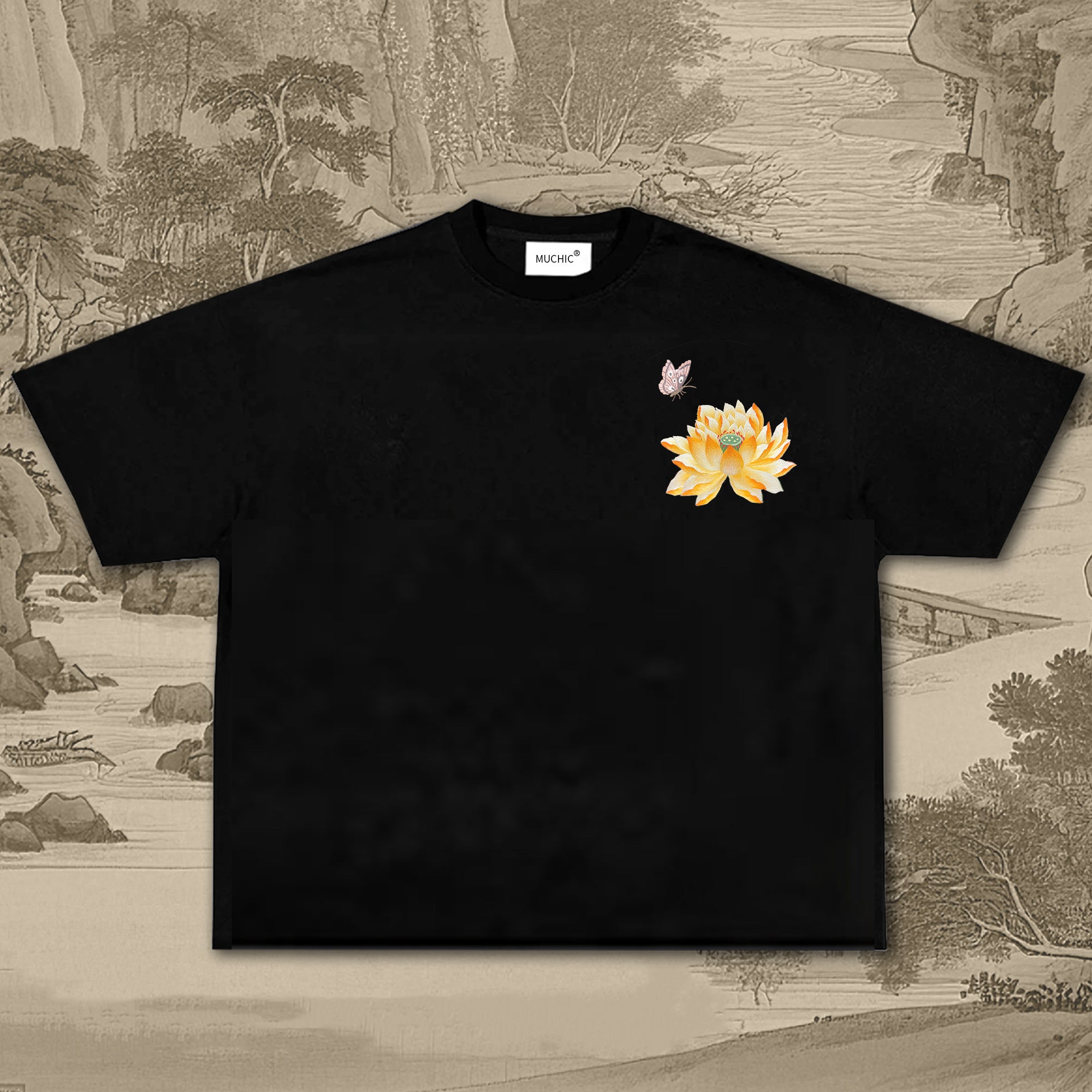 Unisex Intangible Cultural Heritage Flower and Butterfly Embroidered T-shirt (hand embroidery)(duty free)