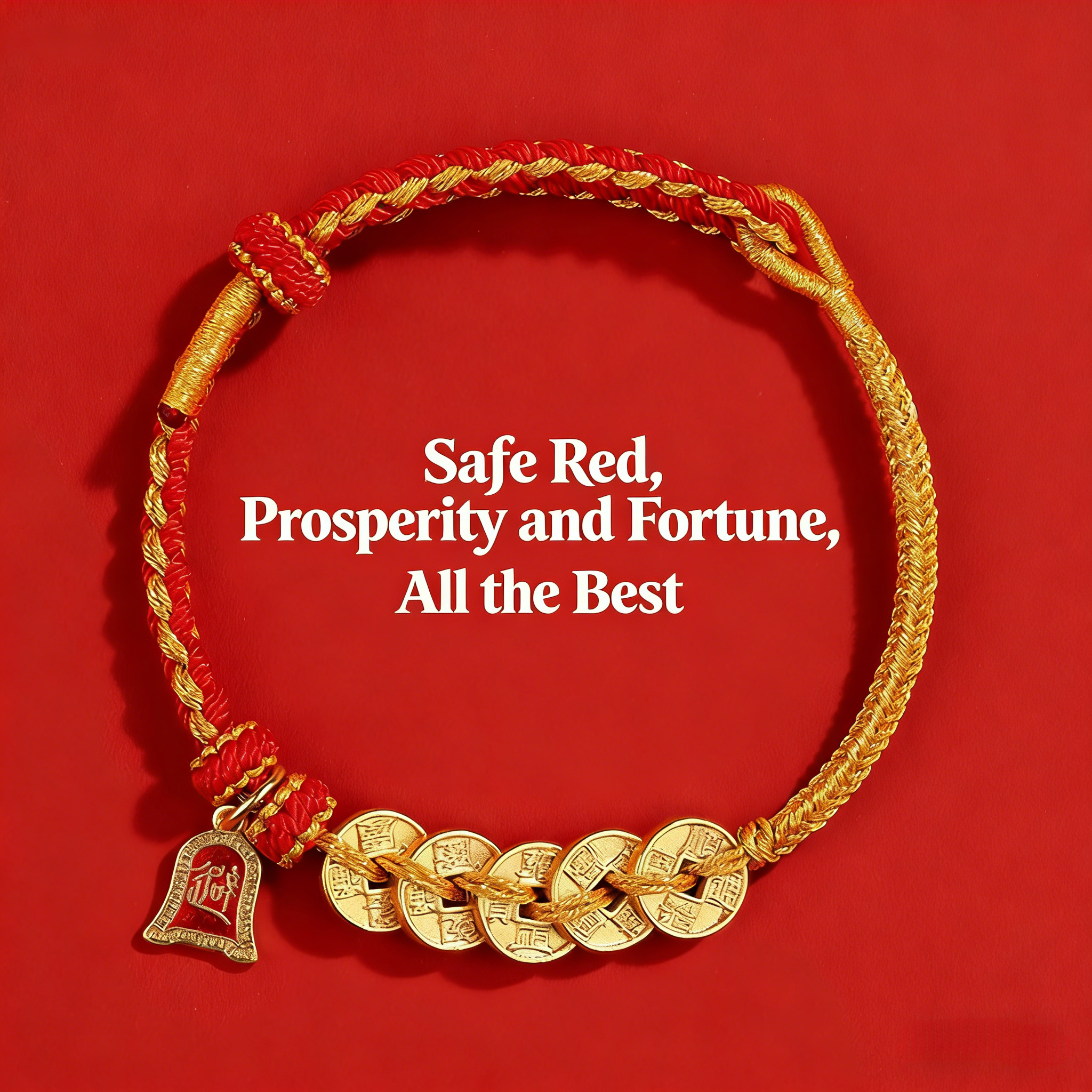 Five Emperor Coin Red String Bracelet – Wealth Protection & Good Fortune