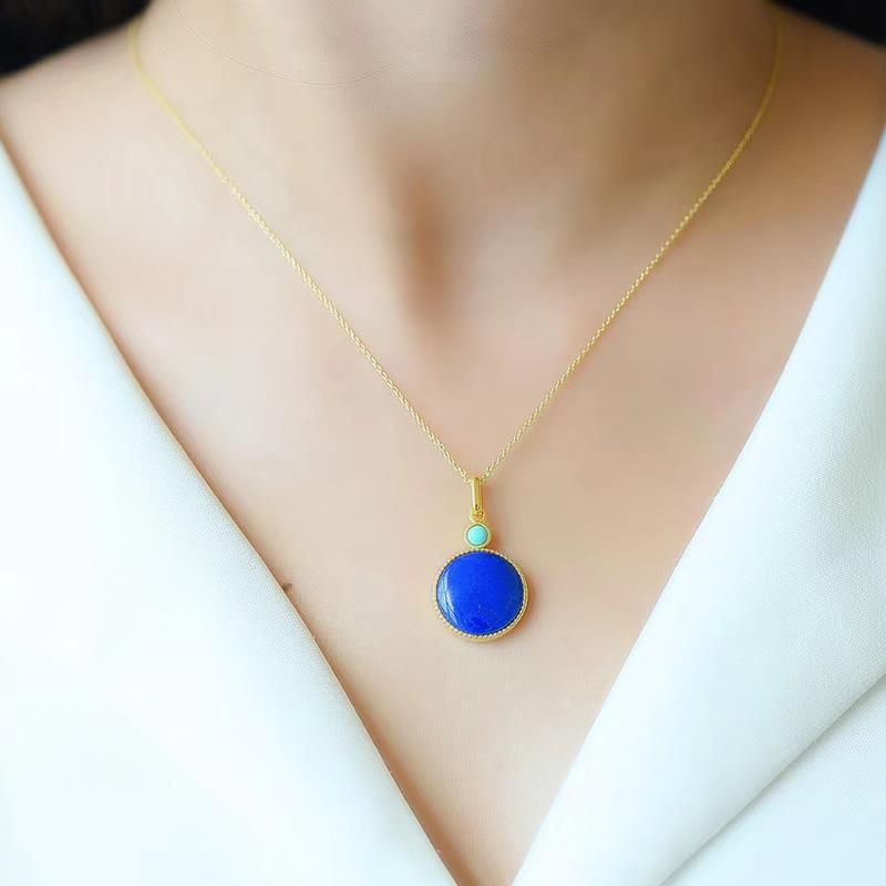 Natural Lapis Lazuli Necklace – Elegant Gold Pendant