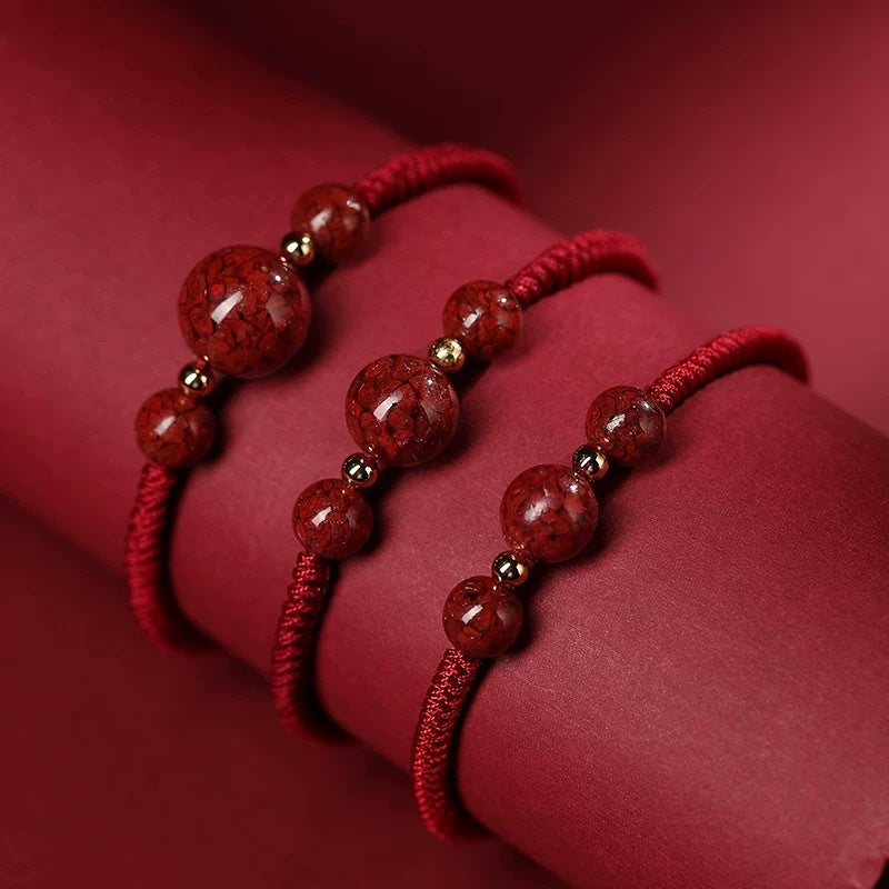 Red String Cinnabar Bracelet – Spiritual Protection Energy Jewelry