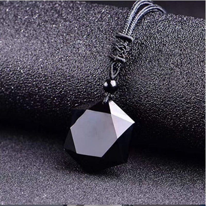 Faceted Black Obsidian Protection Necklace – Energy Shield Pendant