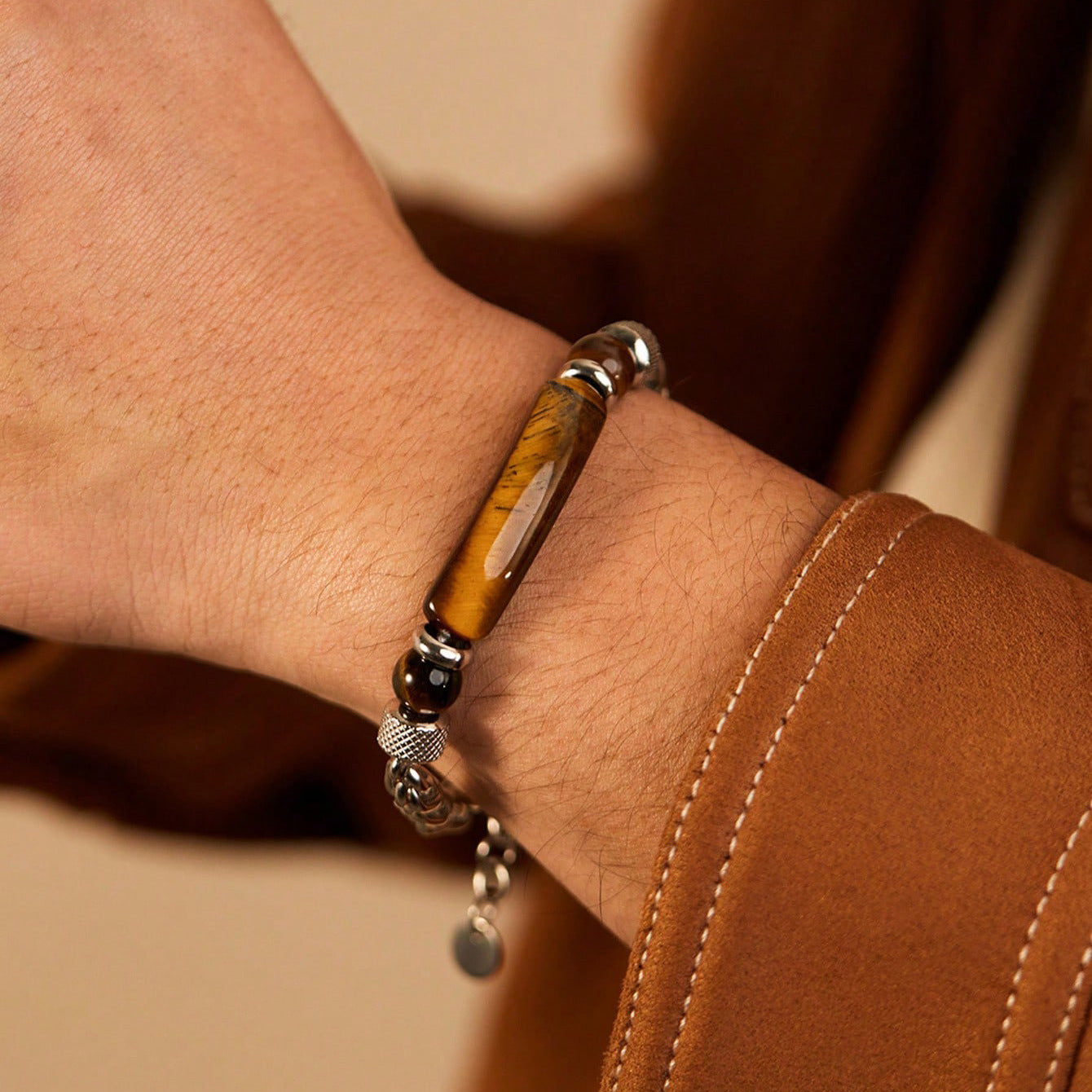 Tiger Eye Stainless Steel Bracelet – Men’s Strength & Protection Jewelry