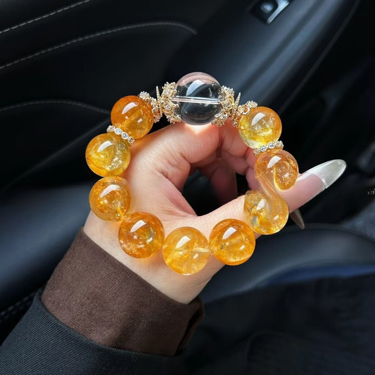 Golden Crystal Statement Bracelet – Abundance & Confidence Symbol