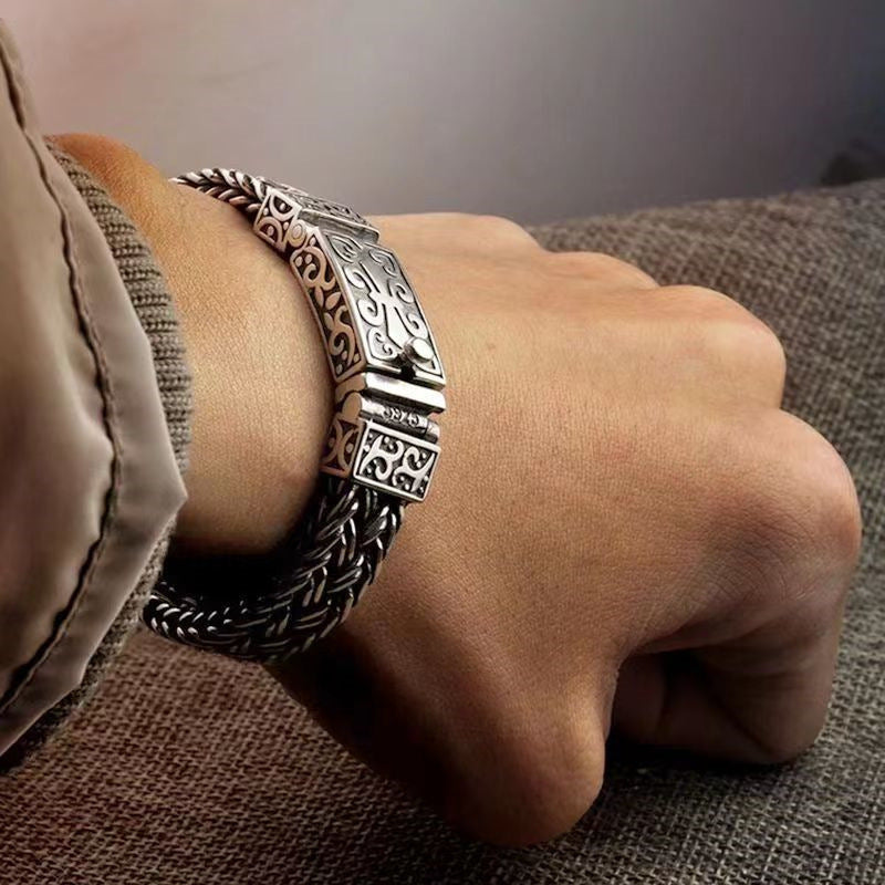 Heavy Braided Stainless Steel Bracelet – Vintage Thai Style
