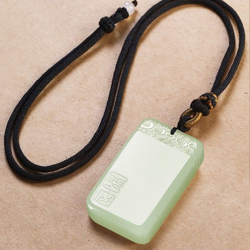Natural Hetian Jade Peace Pendant – Protection & Balance Necklace
