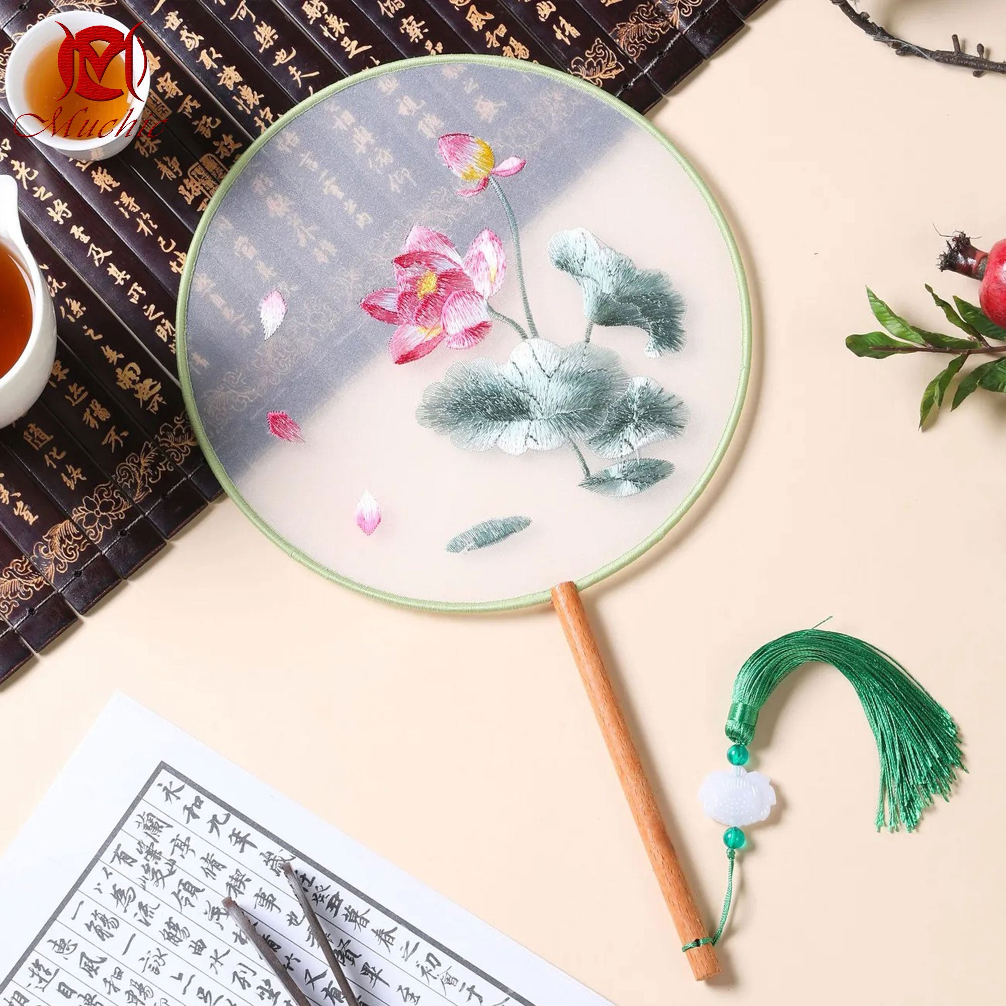 Intangible Cultural Heritage Embroidered Fan (Hand embroidery)(duty free)