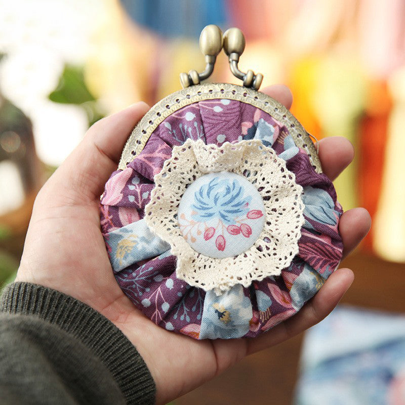 Lu Embroidery Hand-Embroidery Diy Material Bag Three-Dimensional Ribbon Embroidery Su Embroidery Homemade Embroidery Frame Purse(duty free)