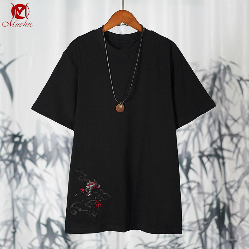 Unisex Intangible Cultural Heritage Phoenix Embroidery T-shirt(Hand Embroidered) (Duty Free)