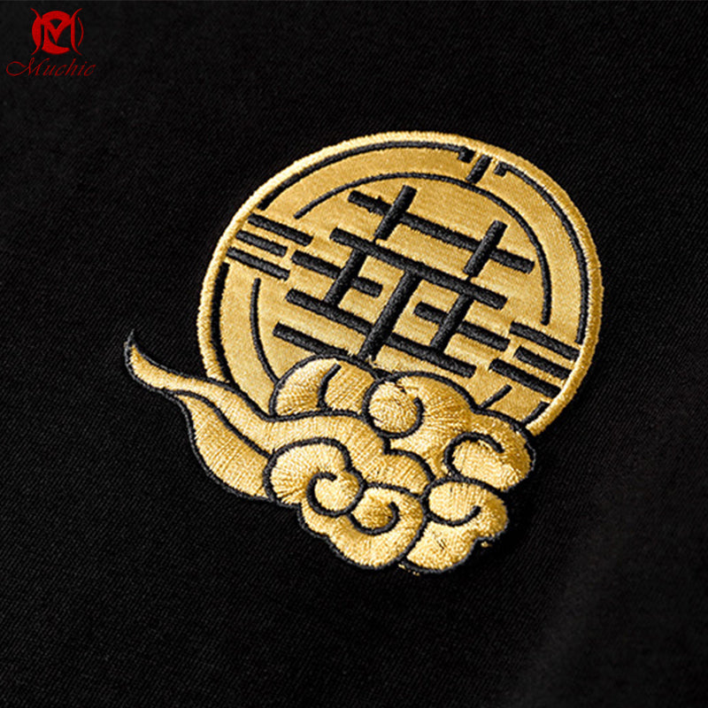 Unisex Intangible Cultural Heritage Propitious Dragon Embroidery T-shirt(Hand Embroidered) (Duty Free)