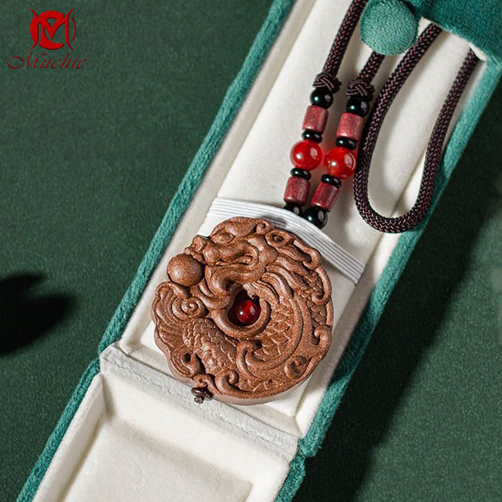 Natural handmade fish turning into dragon double-sided carved incense tag for men and women(duty free)