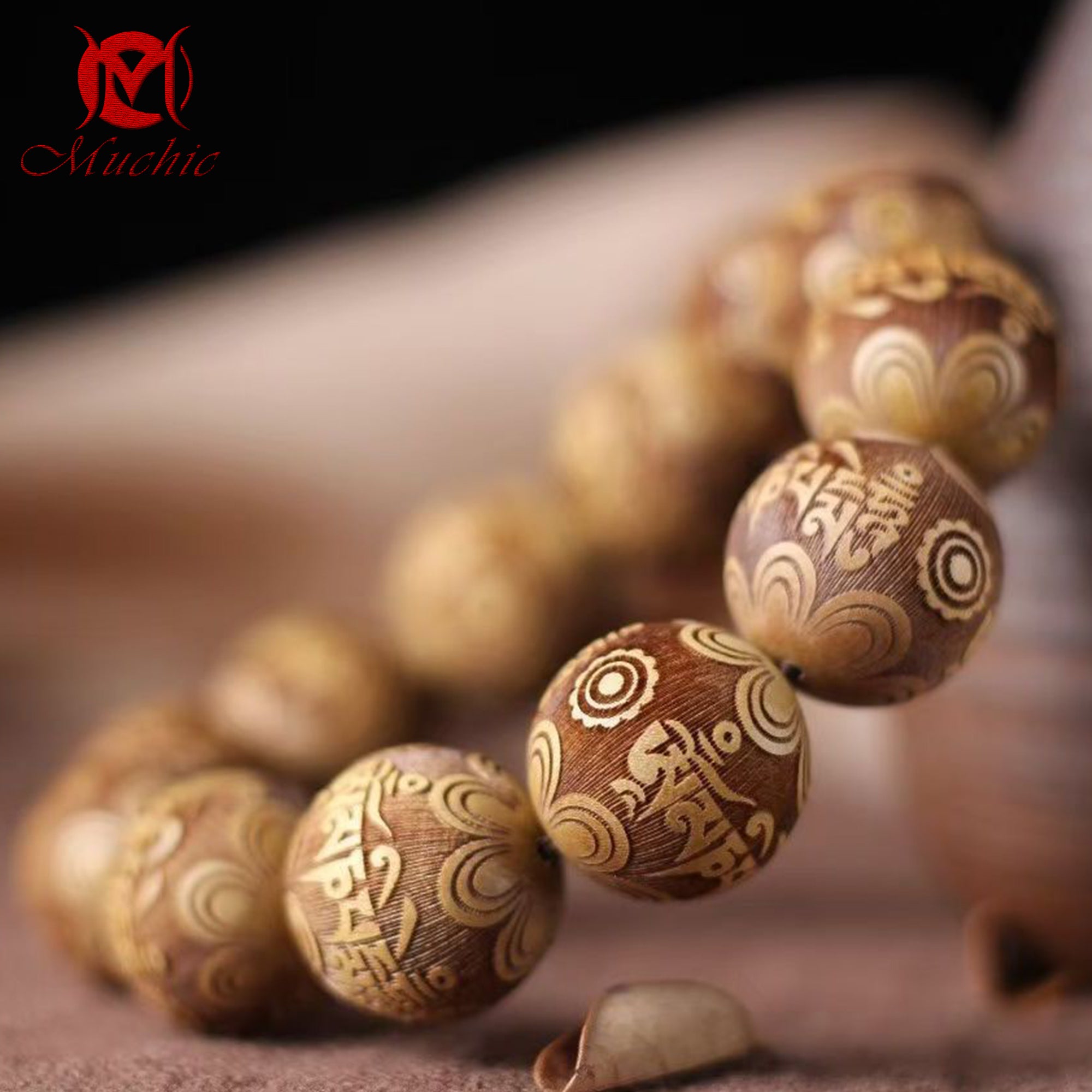Chinese craftsmen carefully crafted intangible cultural heritage golden nanmu Buddhist beads for men and women(duty free)