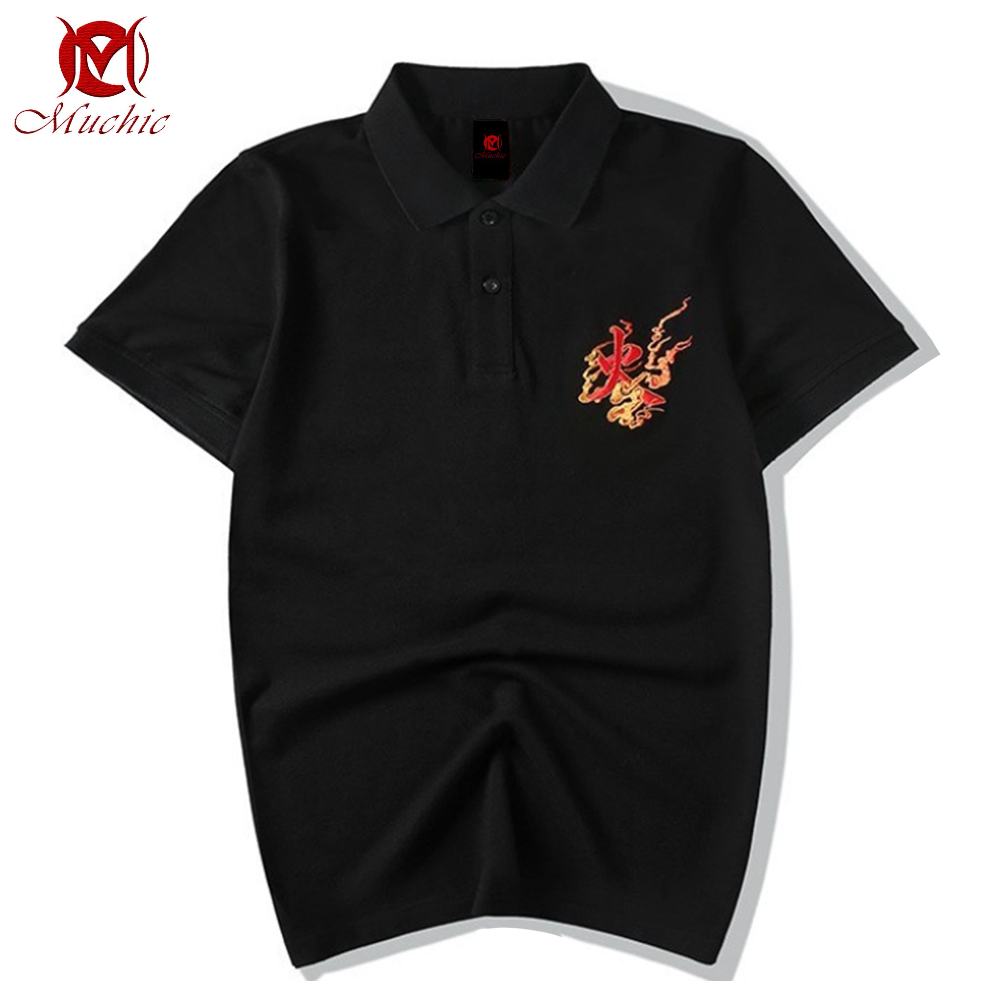 Unisex Intangible Cultural Heritage Fire Phoenix Pattern Embroidered T-shirt (Hand Embroidery) (Duty Free)