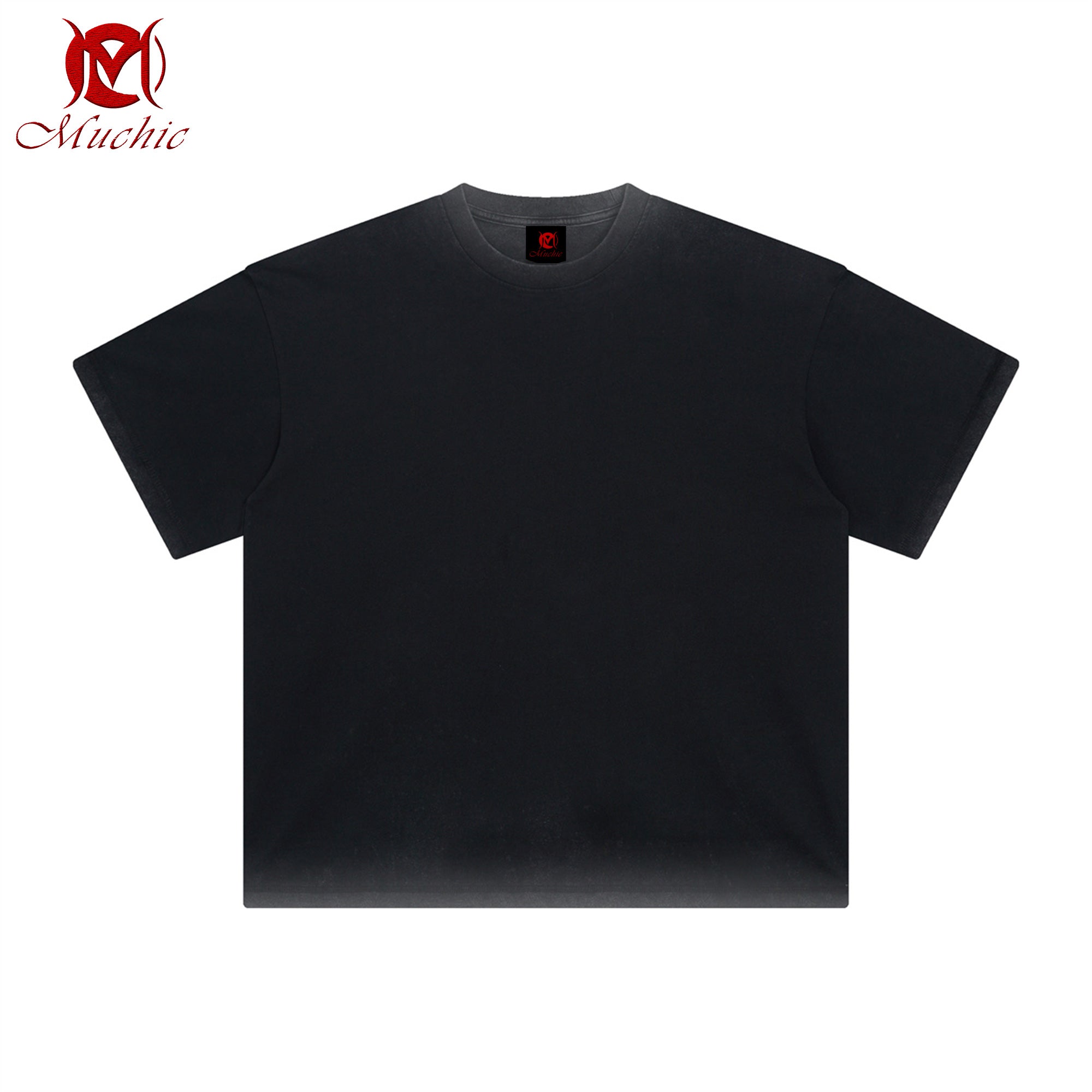 Dopamine washed distressed short-sleeved T-shirt men's retro batik white round neck T-shirt (tax-free)